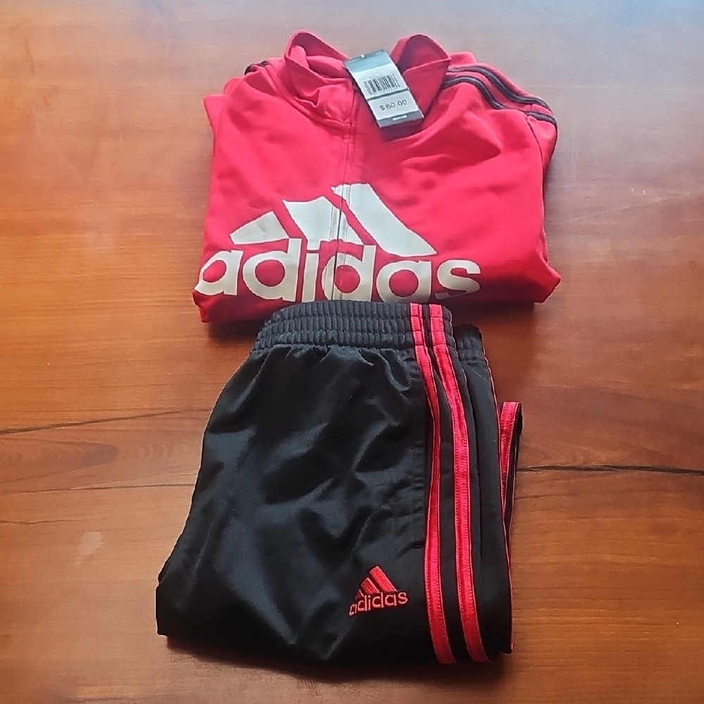Adidas Kids Black and Red Track Pants